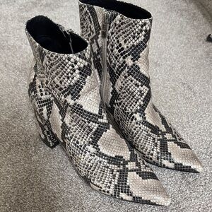 Marc Fisher Black and Cream Patterned Ankle Boots